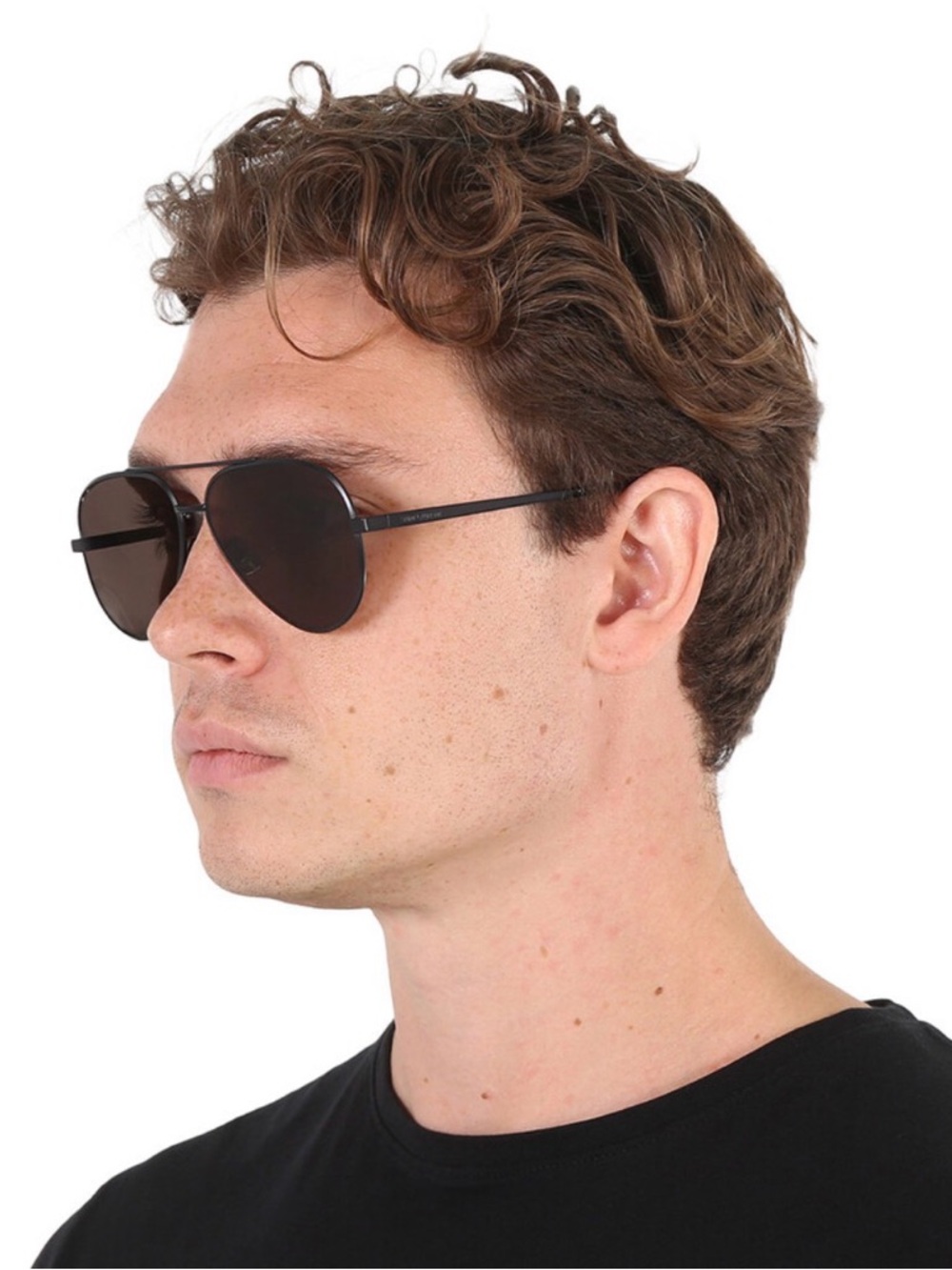 Saint Laurent Black Aviator Sunglasses